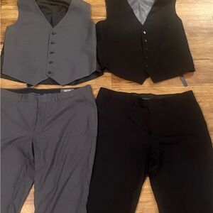 Kenneth Cole & Perry Ellis Vest and Trouser Set-Gray & Black BUNDLE